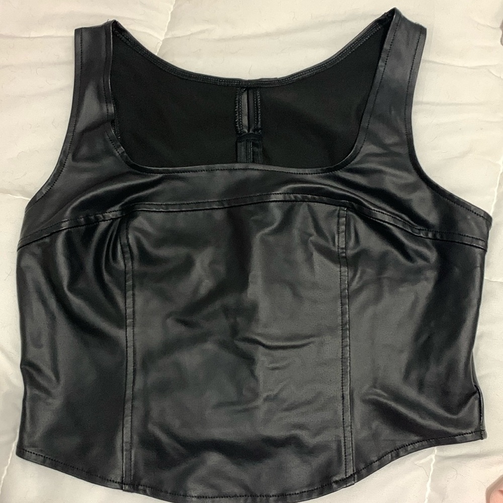 Leather like sexy top